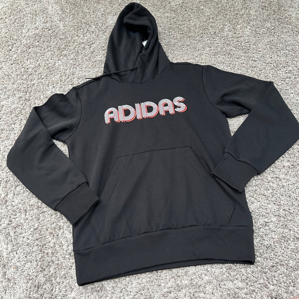Adidas Mens M EVO LIN HD Black Graphic Logo Pullover Hoodie KC4403 Size S